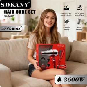 طقم استشوار + مكواة شعر  سوكانى 3600 وات